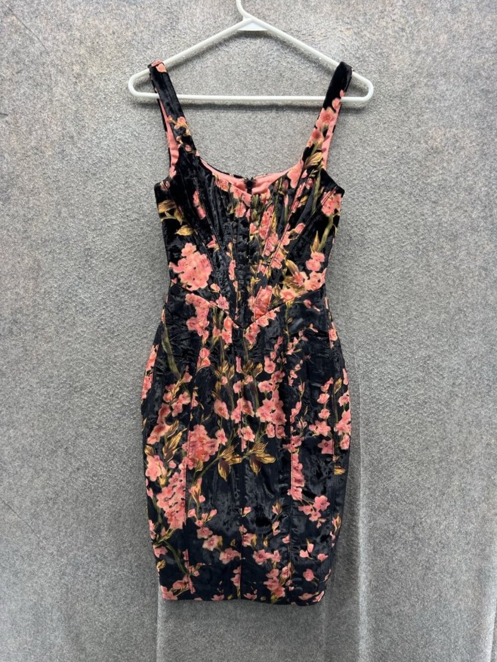 House Of CB Dress Womens XS Multicolor Scoop Neck Sleeveless Floral Bodycon